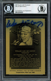 Willie McCovey Autographed 1986 Metallic HOF Plaque Card San Francisco Giants Beckett BAS #12516331