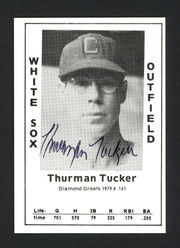 Thurman Tucker Autographed 1979 Diamond Greats Card #141 Chicago White Sox SKU #165629