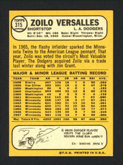 Zoilo Versalles Autographed 1968 Topps Card #315 Los Angeles Dodgers SKU #165176